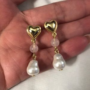 🌸NEW🌸 Talbots Gold Heart and Pearl Tier Drop Earrings